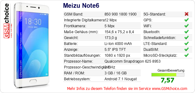 Meizu Note6 technische Daten Meizu Note6 technische Daten