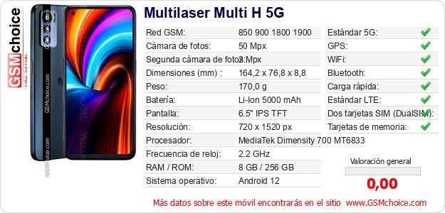 Multilaser Multi H 5G Datos técnicos del móvil 