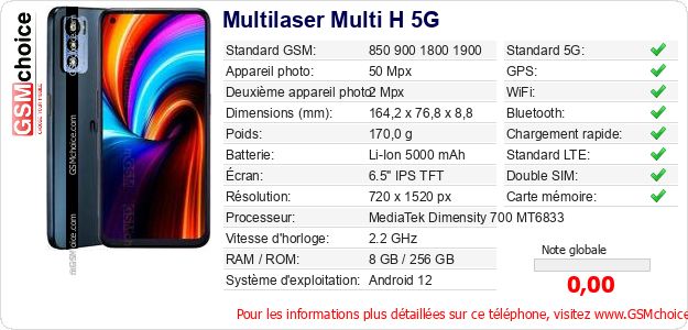 Multilaser Multi H 5G Fiche technique