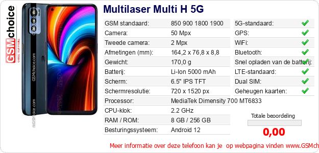 Multilaser Multi H 5G Technische gegevens Multilaser Multi H 5G Technische gegevens