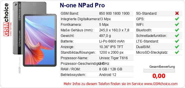 N-one NPad Pro technische Daten N-one NPad Pro technische Daten