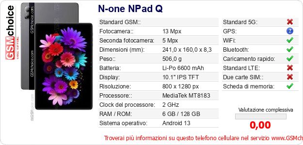 N-one NPad Q Dati tecnici di telefono cellulare N-one NPad Q Dati tecnici di telefono cellulare