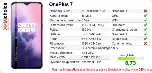 OnePlus 7 Fiche technique