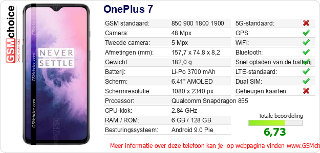 OnePlus 7 Technische gegevens 
