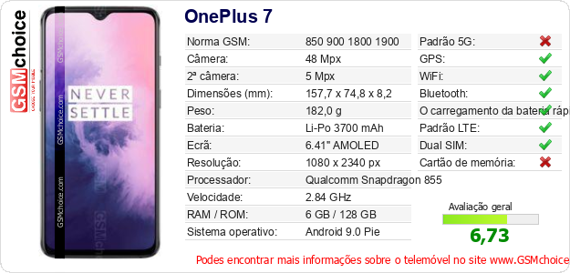 OnePlus 7 Especificações técnicas do telemóvel 
