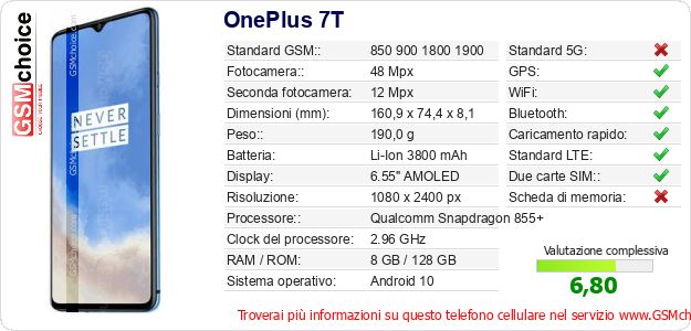 OnePlus 7T Dati tecnici di telefono cellulare OnePlus 7T Dati tecnici di telefono cellulare