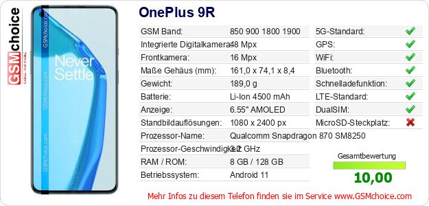 OnePlus 9R technische Daten OnePlus 9R technische Daten