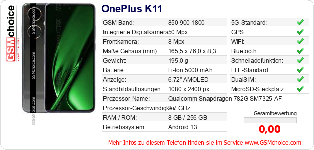 OnePlus K11 technische Daten OnePlus K11 technische Daten