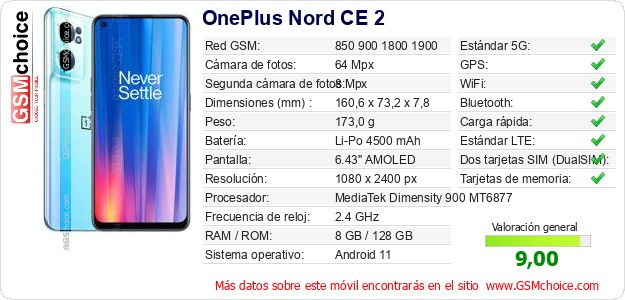 OnePlus Nord CE 2 Datos técnicos del móvil OnePlus Nord CE 2 Datos técnicos del móvil