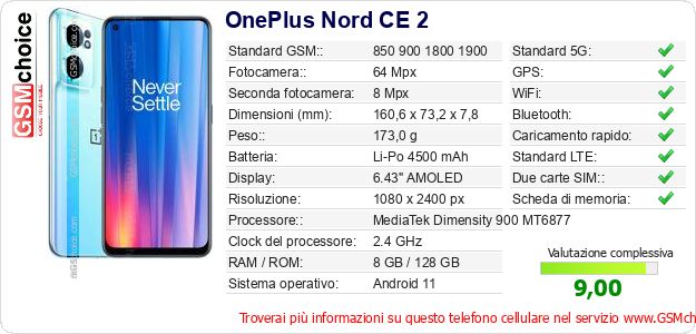 OnePlus Nord CE 2 Dati tecnici di telefono cellulare OnePlus Nord CE 2 Dati tecnici di telefono cellulare