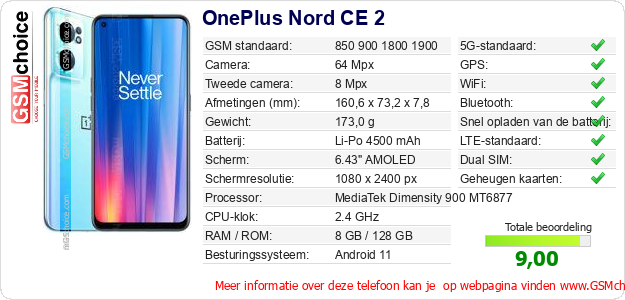 OnePlus Nord CE 2 Technische gegevens 