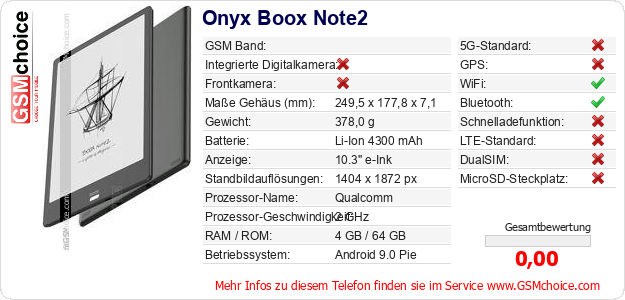 Onyx Boox Note2 technische Daten Onyx Boox Note2 technische Daten