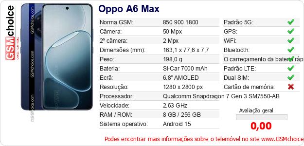 Oppo A6 Max Especificações técnicas do telemóvel Oppo A6 Max Especificações técnicas do telemóvel