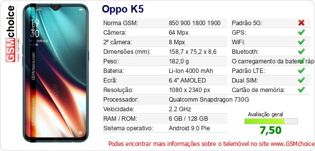 Oppo K5 Especificações técnicas do telemóvel Oppo K5 Especificações técnicas do telemóvel