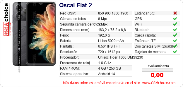 Oscal Flat 2 Datos técnicos del móvil Oscal Flat 2 Datos técnicos del móvil