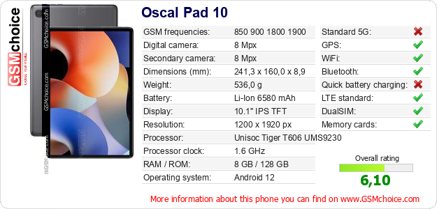 Oscal Pad 10 technical specifications Oscal Pad 10 technical specifications