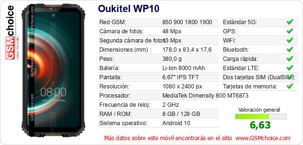 Oukitel WP10 Datos técnicos del móvil Oukitel WP10 Datos técnicos del móvil