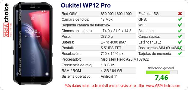 Oukitel WP12 Pro Datos técnicos del móvil Oukitel WP12 Pro Datos técnicos del móvil