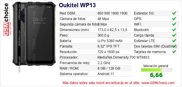 Oukitel WP13 Datos técnicos del móvil Oukitel WP13 Datos técnicos del móvil