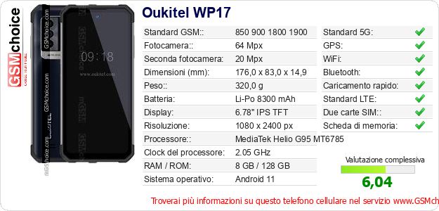 Oukitel WP17 Dati tecnici di telefono cellulare 