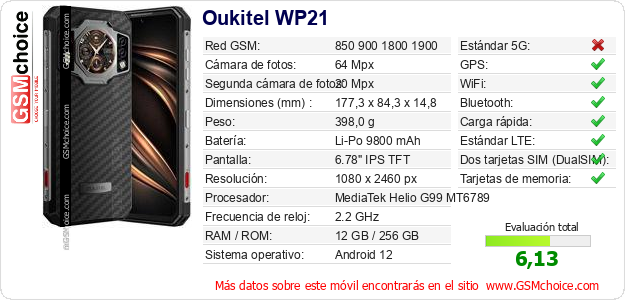 Oukitel WP21 Datos técnicos del móvil Oukitel WP21 Datos técnicos del móvil