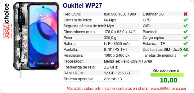 Oukitel WP27 Datos técnicos del móvil Oukitel WP27 Datos técnicos del móvil