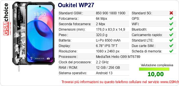 Oukitel WP27 Dati tecnici di telefono cellulare Oukitel WP27 Dati tecnici di telefono cellulare