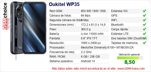 Oukitel WP35 Datos técnicos del móvil Oukitel WP35 Datos técnicos del móvil