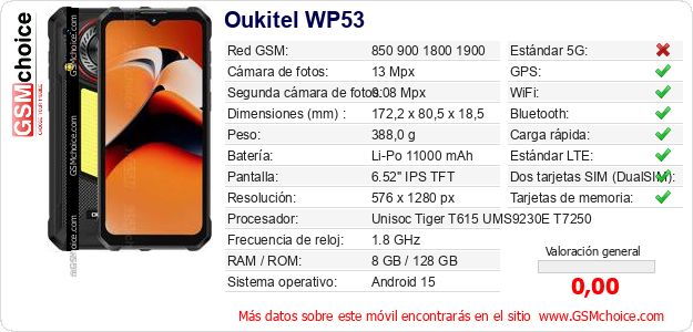 Oukitel WP53 Datos técnicos del móvil Oukitel WP53 Datos técnicos del móvil
