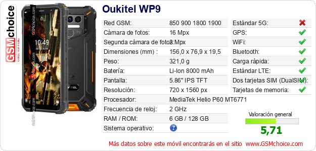 Oukitel WP9 Datos técnicos del móvil 