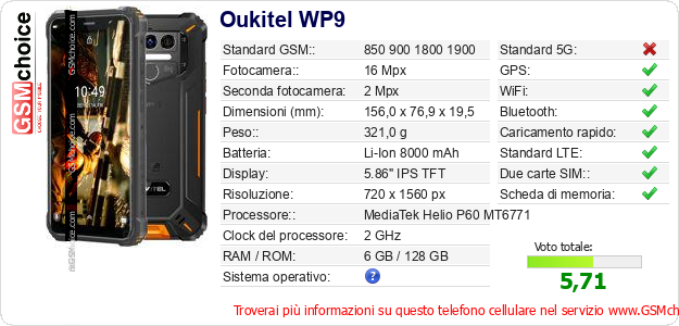 Oukitel WP9 Dati tecnici di telefono cellulare Oukitel WP9 Dati tecnici di telefono cellulare
