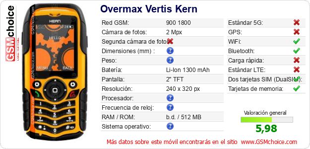 Overmax Vertis Kern Datos técnicos del móvil Overmax Vertis Kern Datos técnicos del móvil