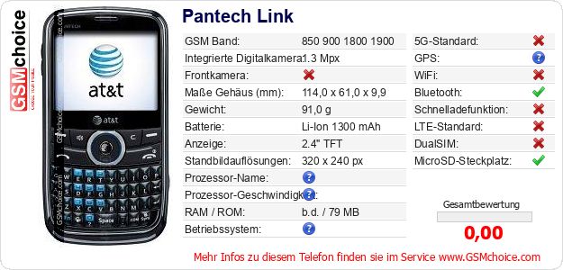 Pantech Link technische Daten Pantech Link technische Daten