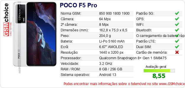POCO F5 Pro Especificações técnicas do telemóvel POCO F5 Pro Especificações técnicas do telemóvel
