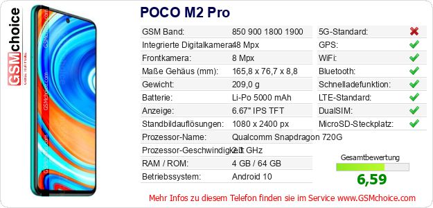 POCO M2 Pro technische Daten POCO M2 Pro technische Daten
