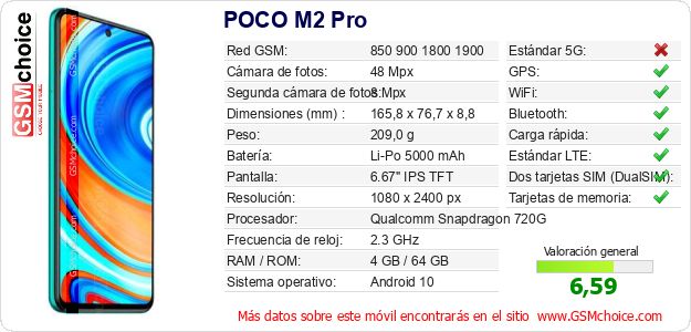 POCO M2 Pro Datos técnicos del móvil POCO M2 Pro Datos técnicos del móvil