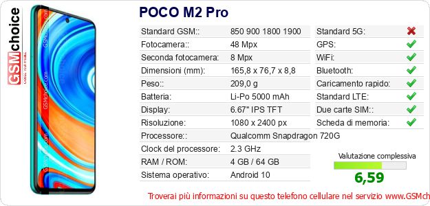POCO M2 Pro Dati tecnici di telefono cellulare POCO M2 Pro Dati tecnici di telefono cellulare