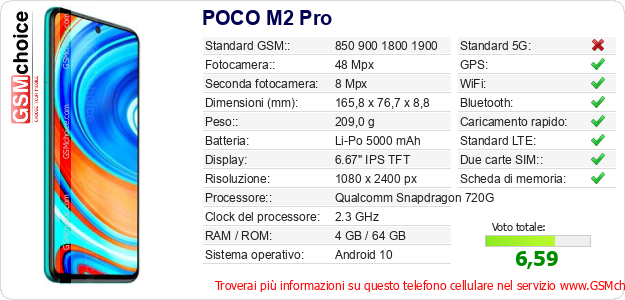 POCO M2 Pro Dati tecnici di telefono cellulare POCO M2 Pro Dati tecnici di telefono cellulare