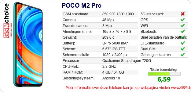 POCO M2 Pro Technische gegevens POCO M2 Pro Technische gegevens