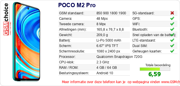 POCO M2 Pro Technische gegevens 