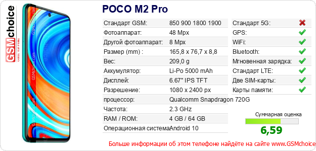 POCO M2 Pro Технические данные телефона POCO M2 Pro Технические данные телефона