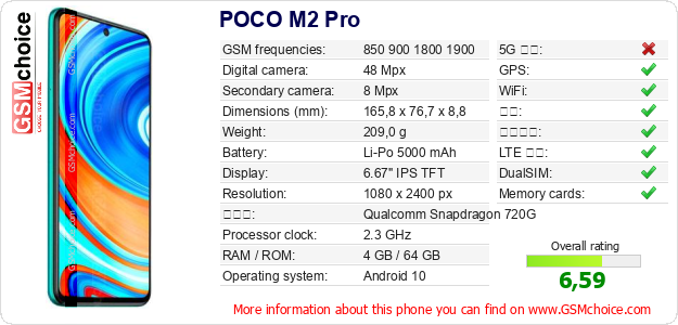 POCO M2 Pro 手机技术数据