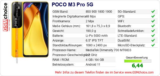 POCO M3 Pro 5G technische Daten POCO M3 Pro 5G technische Daten