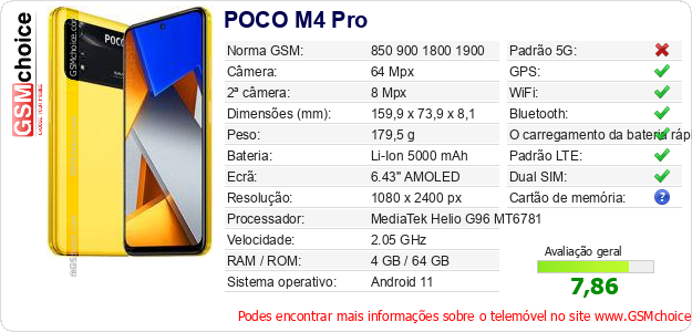 POCO M4 Pro Especificações técnicas do telemóvel POCO M4 Pro Especificações técnicas do telemóvel