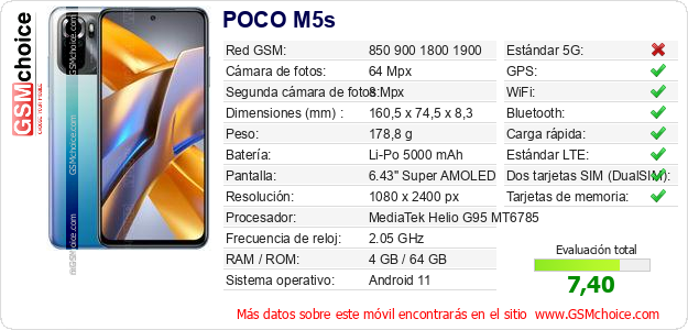 POCO M5s Datos técnicos del móvil POCO M5s Datos técnicos del móvil