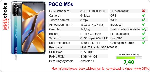 POCO M5s Technische gegevens 