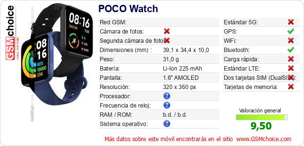 POCO Watch Datos técnicos del móvil 