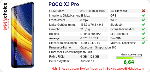 POCO X3 Pro technische Daten POCO X3 Pro technische Daten