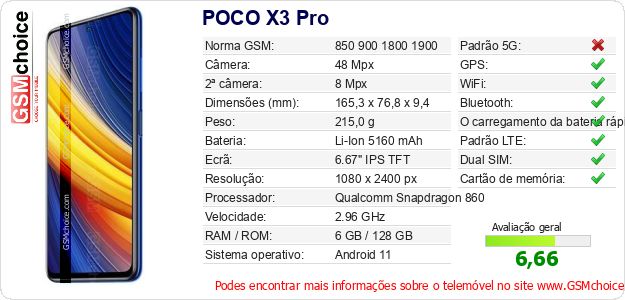 POCO X3 Pro Especificações técnicas do telemóvel POCO X3 Pro Especificações técnicas do telemóvel