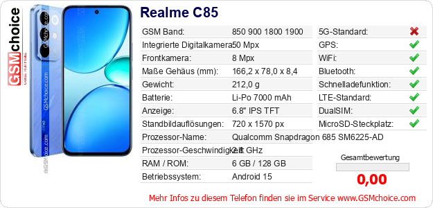Realme C85 technische Daten Realme C85 technische Daten